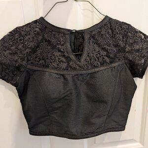 NWOT Soch designer saree black lacy blouse